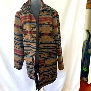 Western style zip jacket , cozy with lovely pattern and craftsmanship